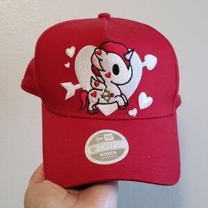 New Era Womans Red Embroidered Tokidoki Unicorn Heart Baseball Cap